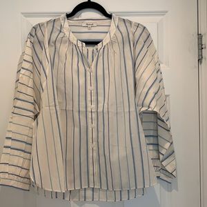 Madewell cream and blue striped lightweight top